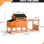 Poulailler orange innovant avec deux points d'entrée, une pente de glissement et des panneaux d'habitat à motifs colorés, une chambre à coucher, une course extérieure pour les petits groupes