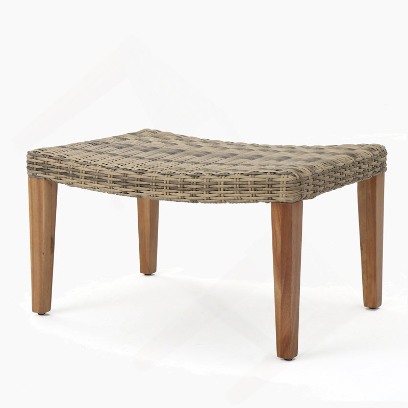 WOOD + WICKER OTTOMAN