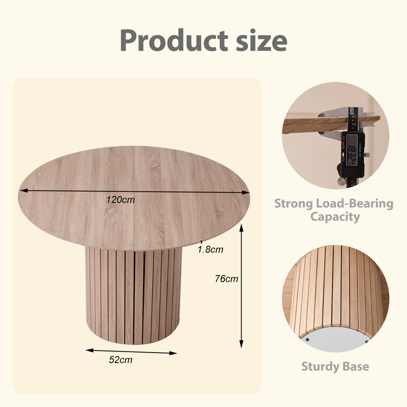 Round Dining Table, Light Brown