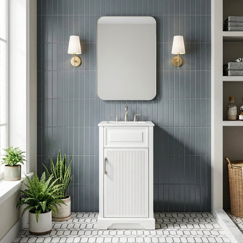 18" Single Bathroom Vanity with Ceramic Top