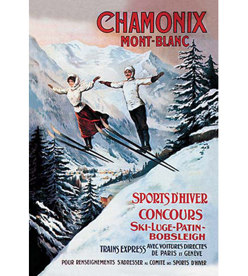 « chamonix montant-blanc » par francisco tamagno, affiche rétro