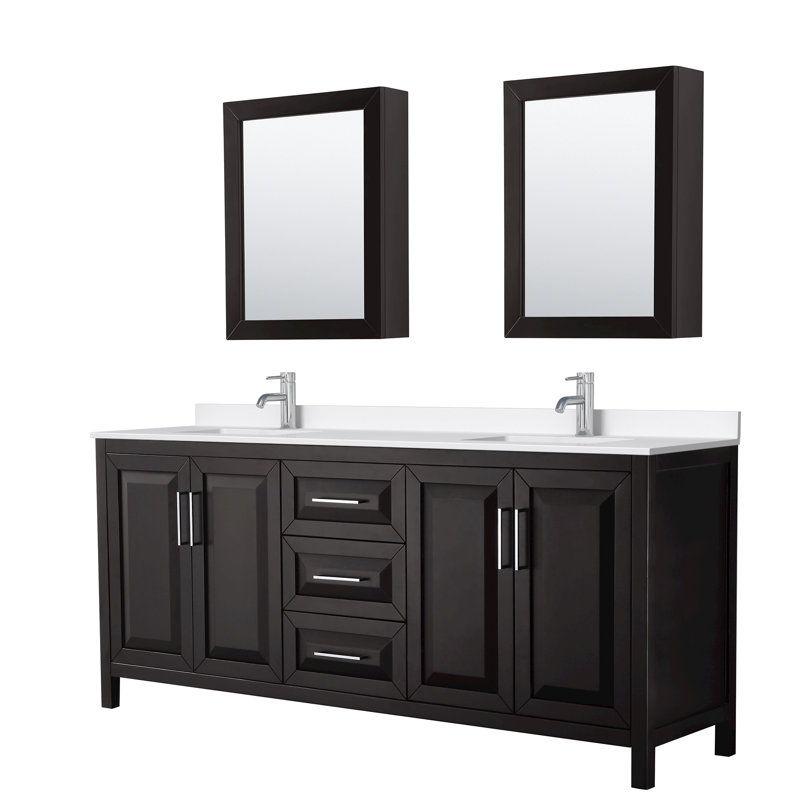 Daria 80'' W Vanity, Giotto Quartz, Brown, Polished Chrome