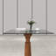 Ensemble de 3 tables de conférence carrées modernes en verre avec 2 chaises en cuir-114509220
