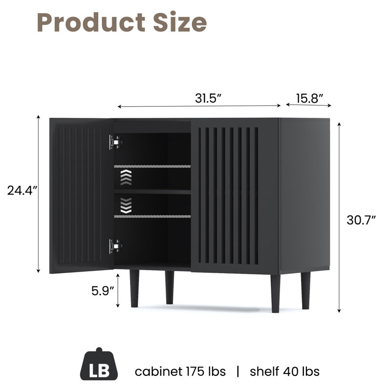 Hessle Farmhouse Buffet Cabinet With Storage, Sideboard Coffee Bar Cabinet With 2 Doors And Adjustable Shelf For Kitchen,Dining Room,Living Room
