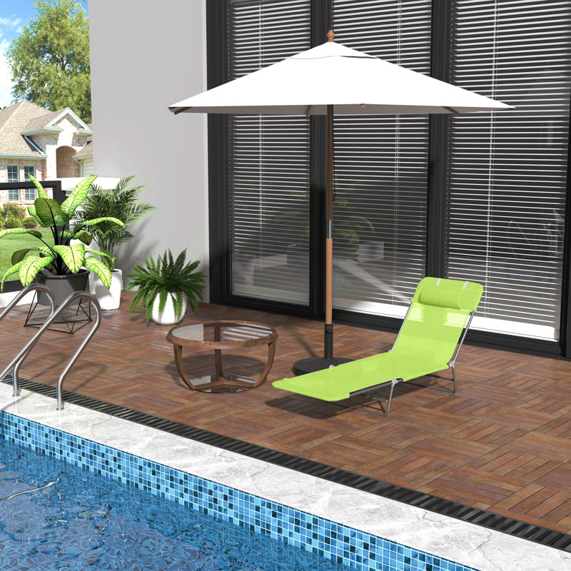Sun Lounger Folding Chaise Lounge Pool Chairs, Green