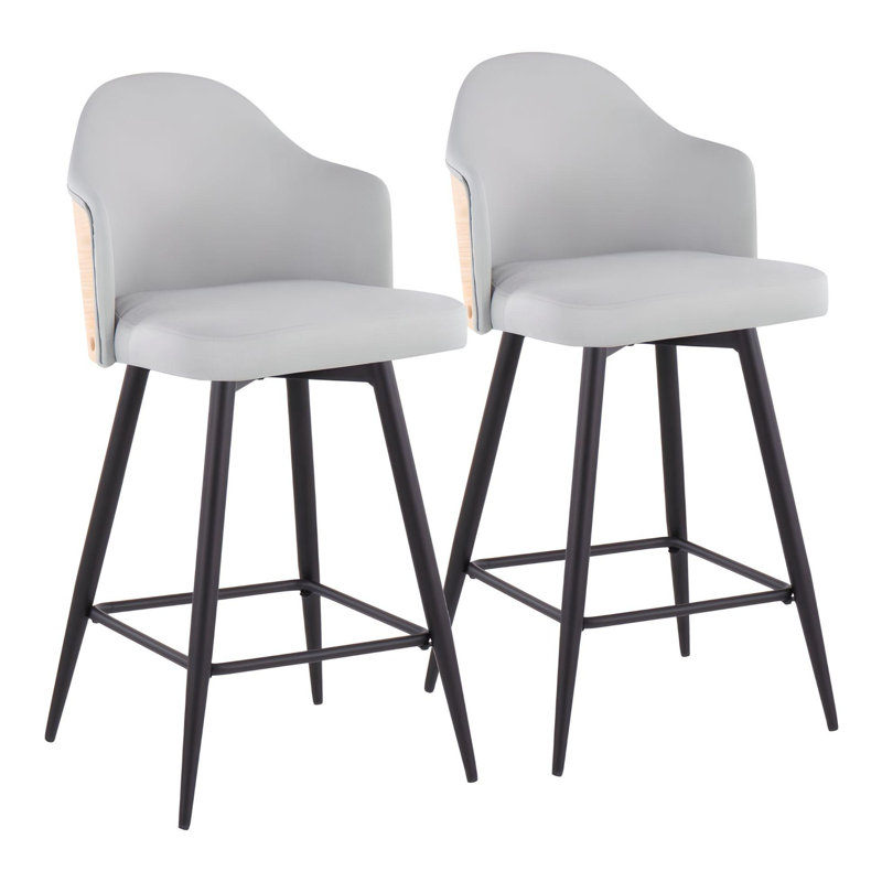 Tabouret de comptoir 26 po Delzora - ensemble de 2, Gris clair