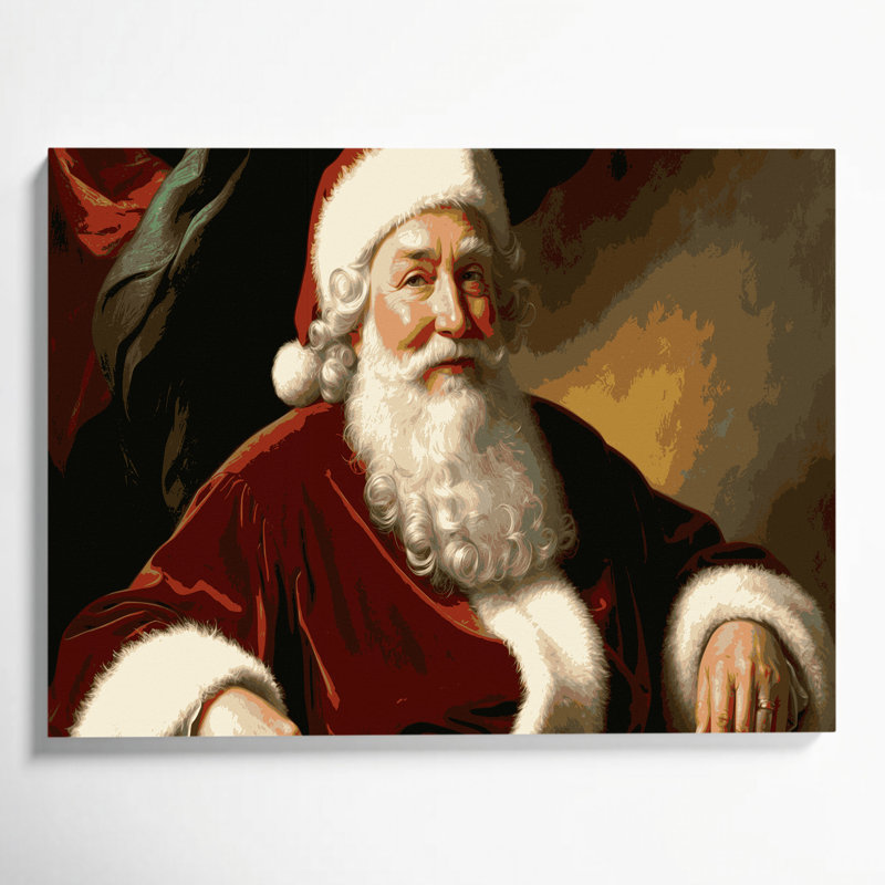 «Christmas Santa Claus Portraits», art mural sur toile rouge, H 11 po x l 14 po