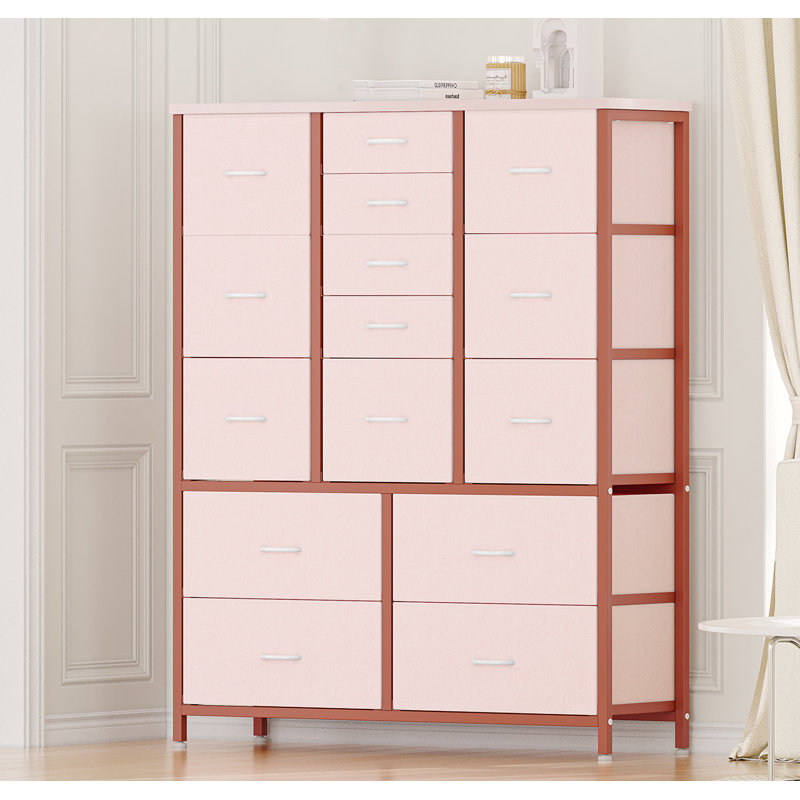 Alixx 15 Drawer Storage Drawer, Pink
