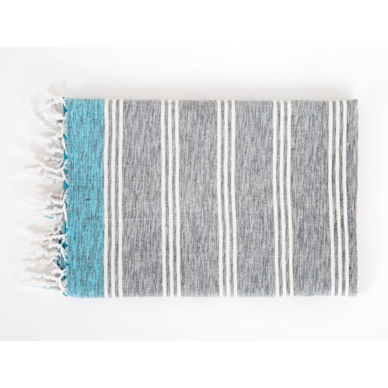 Serviette de plage 100% coton Poirier, Gris / blanc