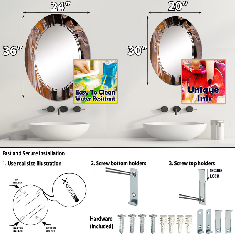 Miroir de salle de bain sans cadre, 30 po x 20 po