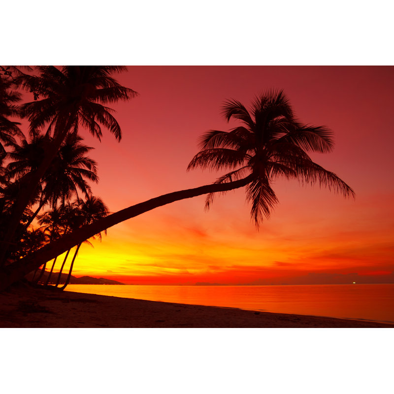 Tropical Sunset Beach - Wrapped Canvas Print, 20cm H x 30cm W x 3.8cm D