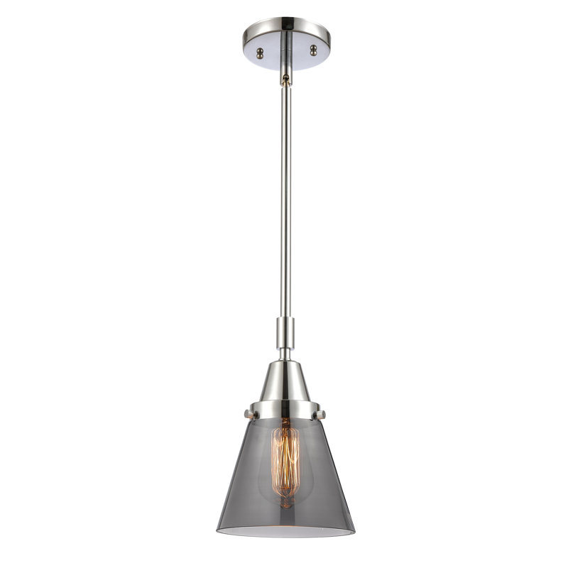 Ashwath 1-Light Cone Pendant, Plated Smoke, 42.12" H x 6" W x 6" D, Polished Chrome