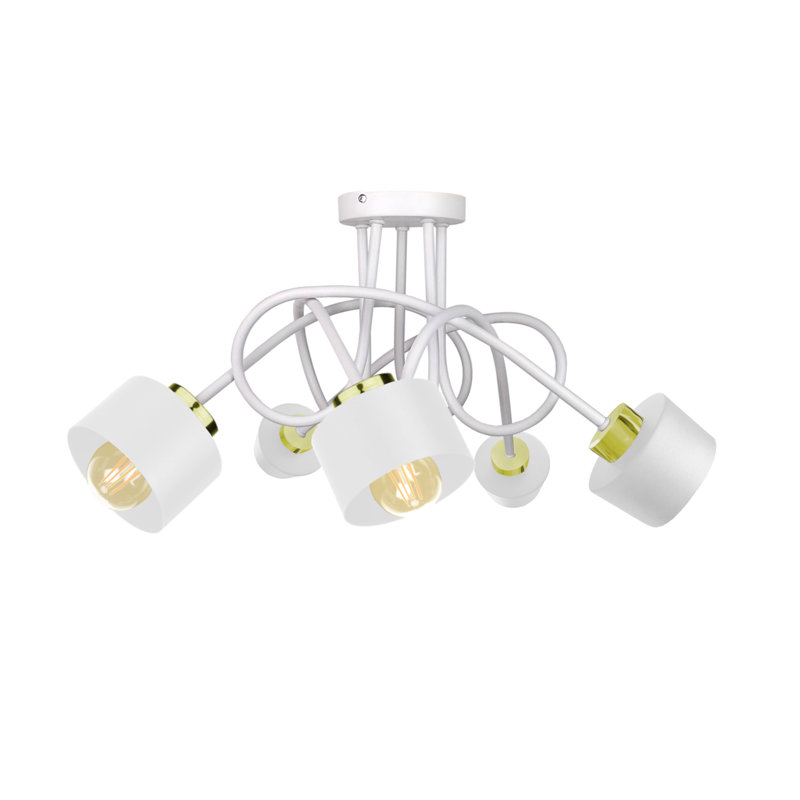 Bavory Flush Mount, White, White/Gold