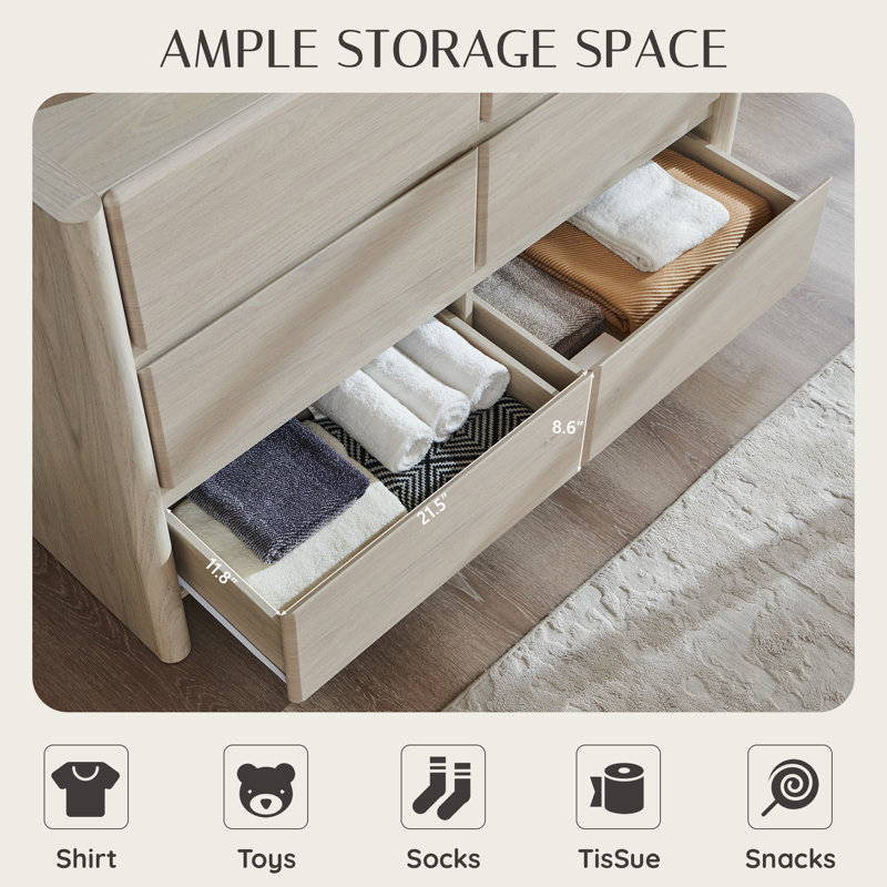 Commode 6 tiroirs Bolanos, Crème