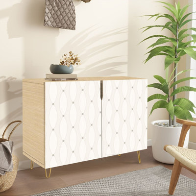 Sideboard Buffet Cabinet with Storage Mid Century Modern 1950s Style Vintage Retro Seamless with 2 Doors for Living Room and Kitchen
