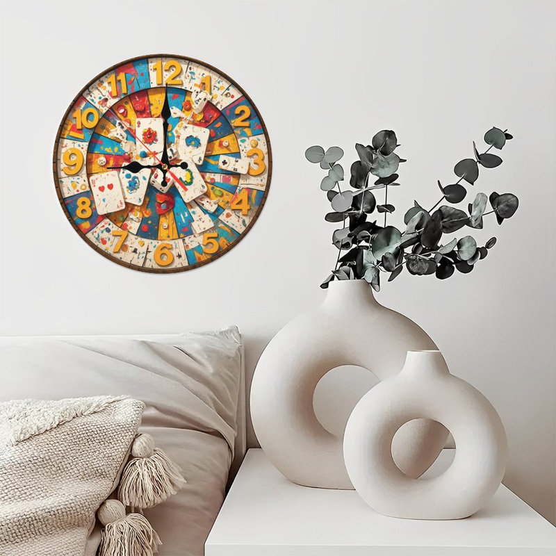 horloge, cartes à jouer, numéros, texture, conception