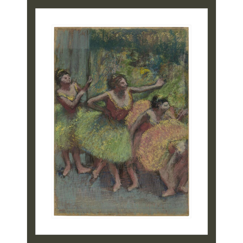Danseuses vertes et jaunes (Danseuses vertes et jaunes) par Edgar Degas, impression giclée encadrée, H 29,5 po x l 22,95 po
