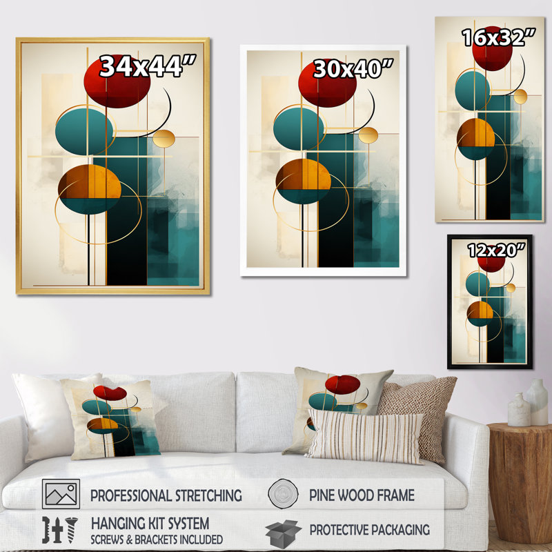 «Rising with the New Moon Geometrics Retro Blue I», reproduction, Cadre simple blanc, H 44 po x l 34 po x P 1,5 po