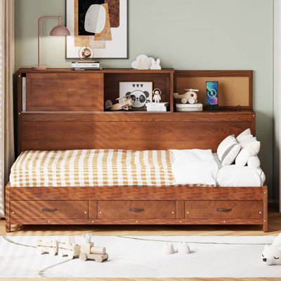 Wooden Daybed with 3 Storage Drawers