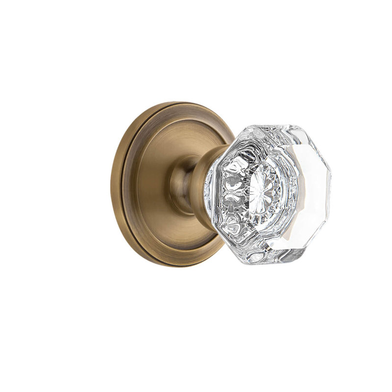 Bouton de porte Chambord avec rosette circulaire, 2 3/8", Laiton rétro, Intimité (lit et salle de bain)