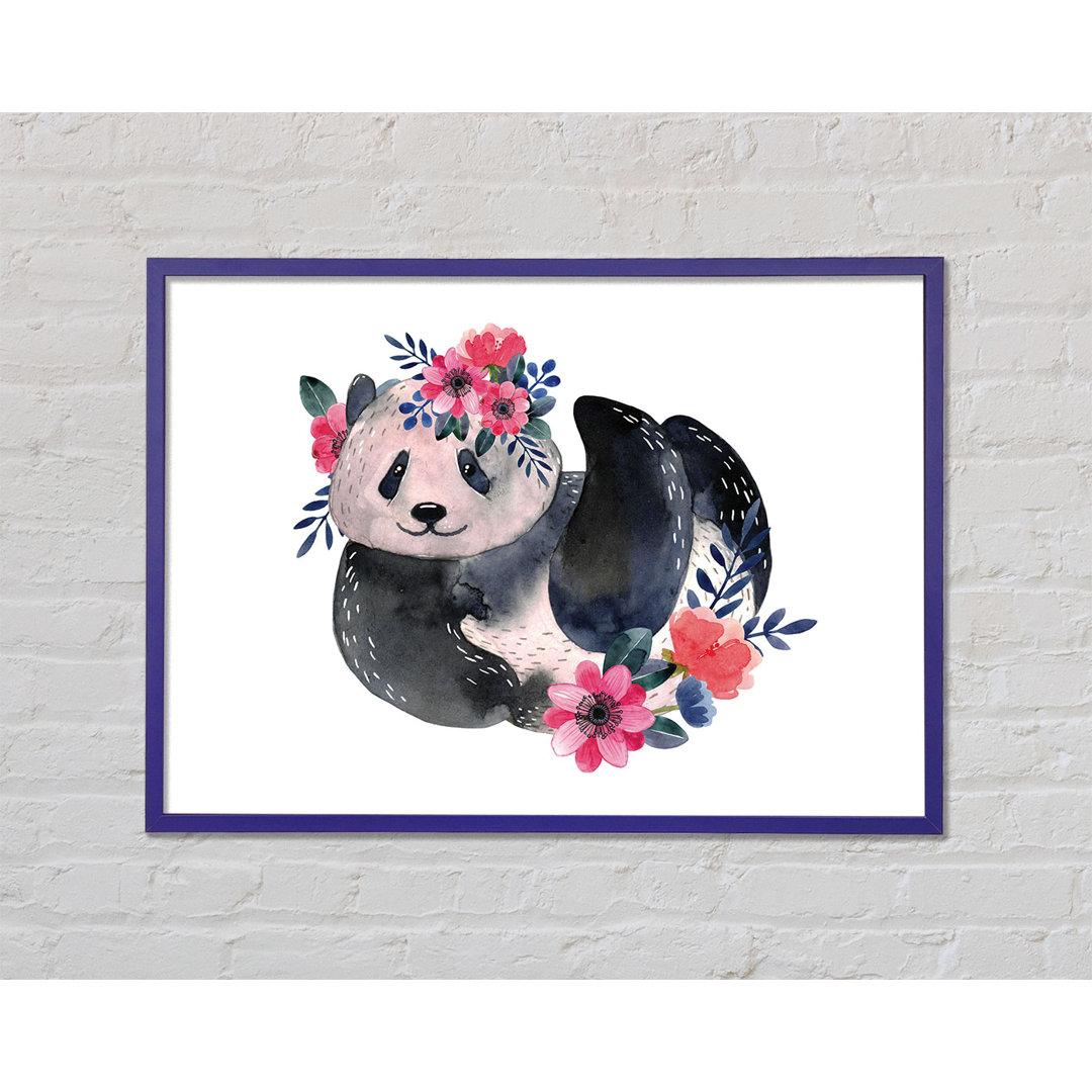 Cute Floral Panda - Einzelner Bilderrahmen Kunstdrucke