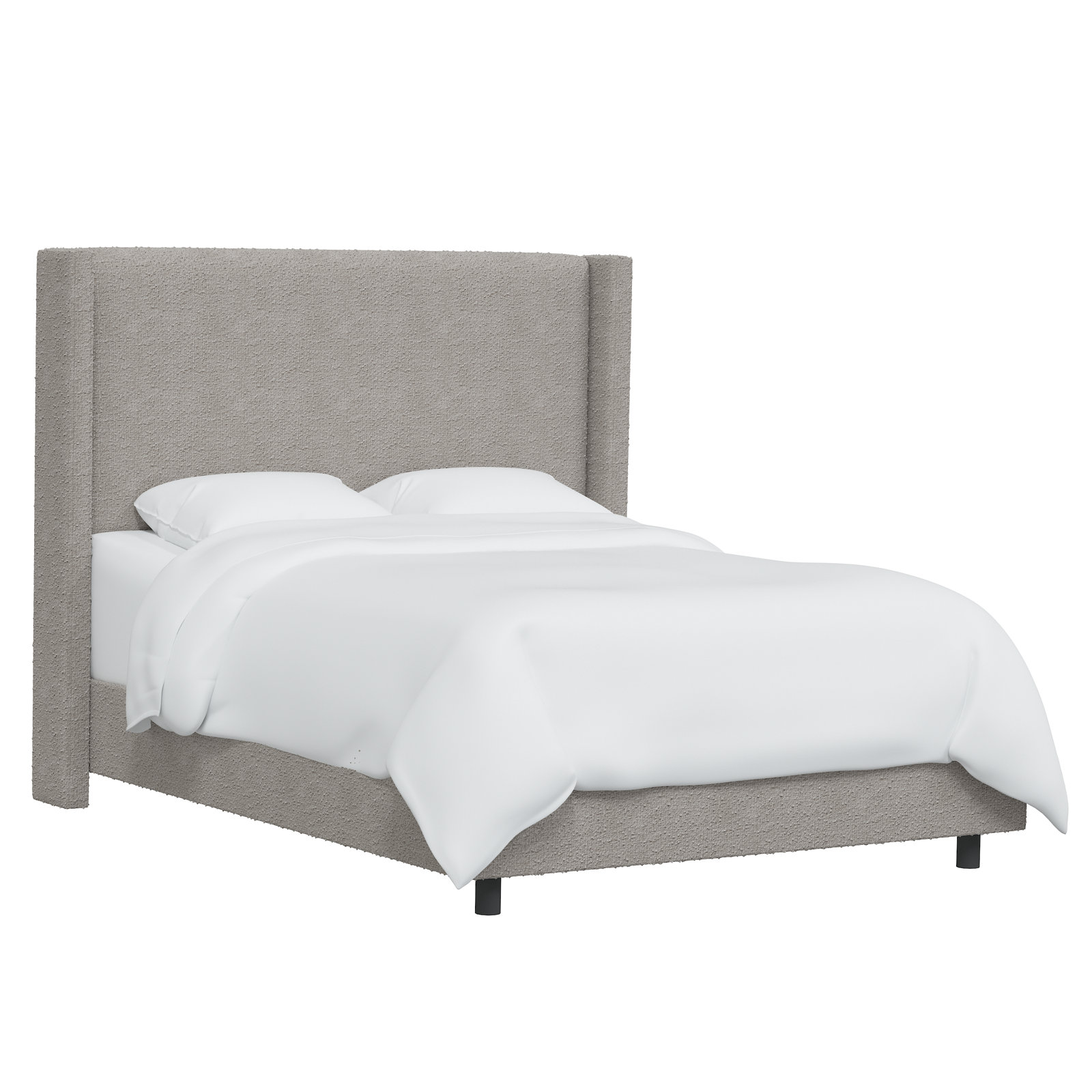 Hanson Linen Upholstered Wingback Bed, California King, Classic Elephant Boucle