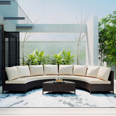 Khuyen 126'' Wicker Outdoor Patio Sectional Set