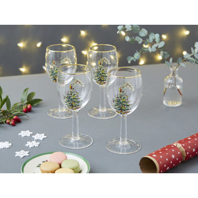 Spode Christmas Tree Wine Glasses 13 Oz