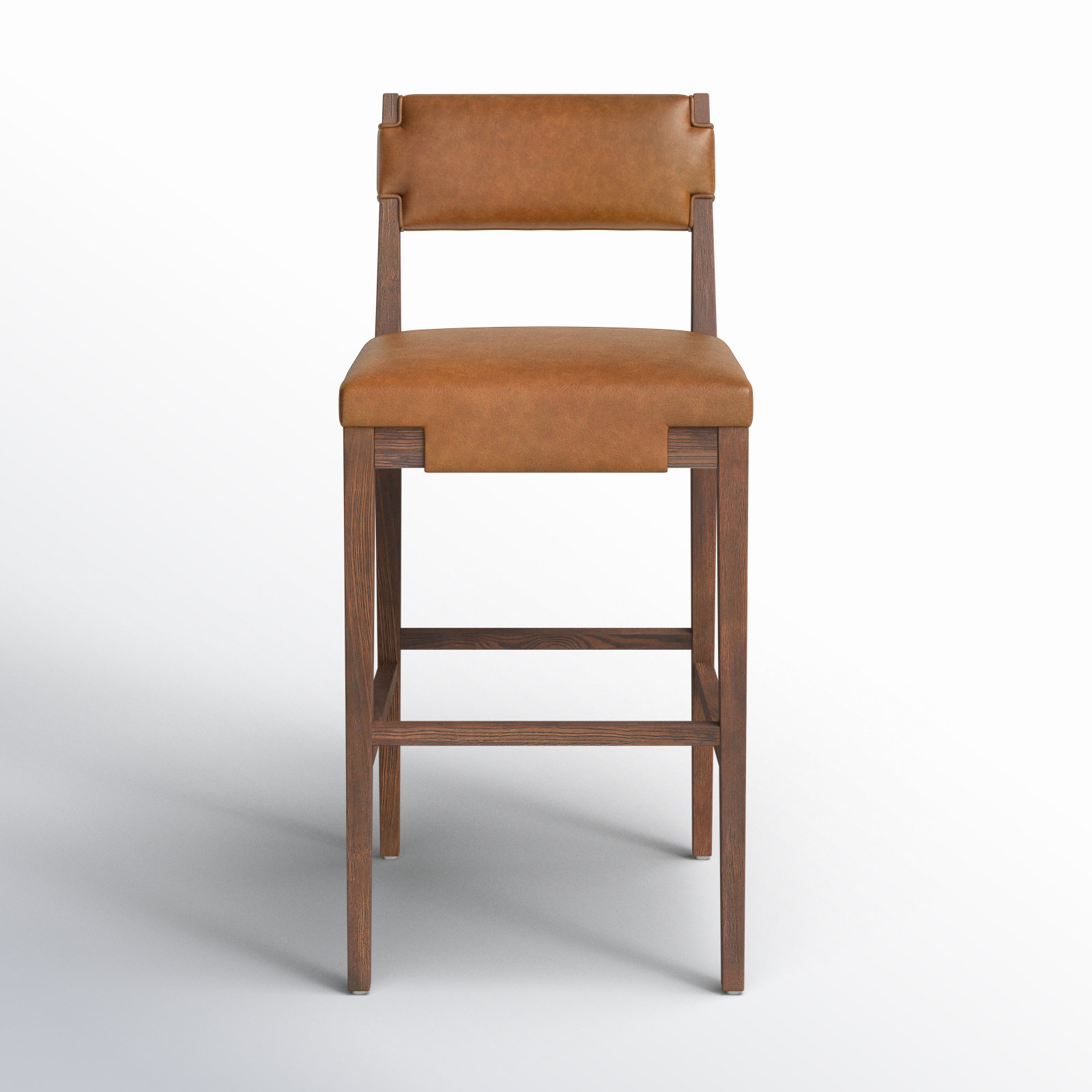Bilbrey Leather Stool, Bar Stool (31.25" Seat Height), Brown Genuine Leather, Brown
