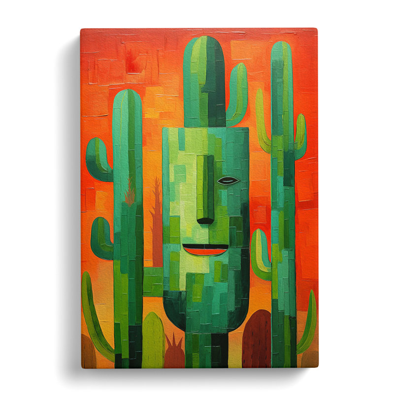 Cactus Cubism - Wrapped Canvas, 50cm H x 35cm W x 3cm D