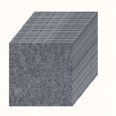 30 cm W x 30 cm L Level Cut and Loop Adhesive Polyester Carpet Tile