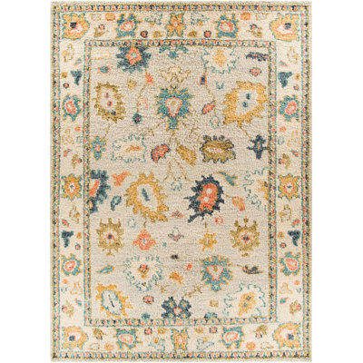 Tapis crème / brun en laine noué à la main Longe