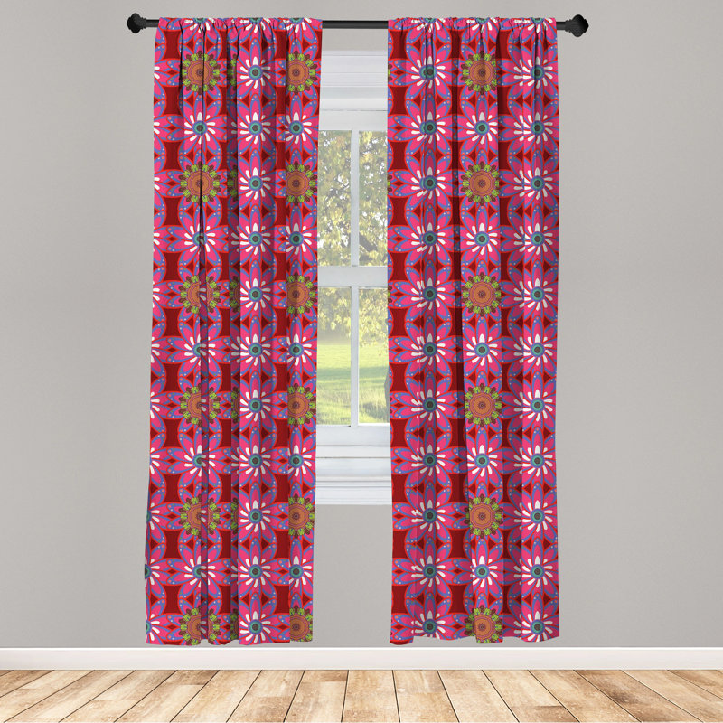 Ethnic Floral Semi-Sheer Rod Pocket Sliding Panel, 28" x 84"