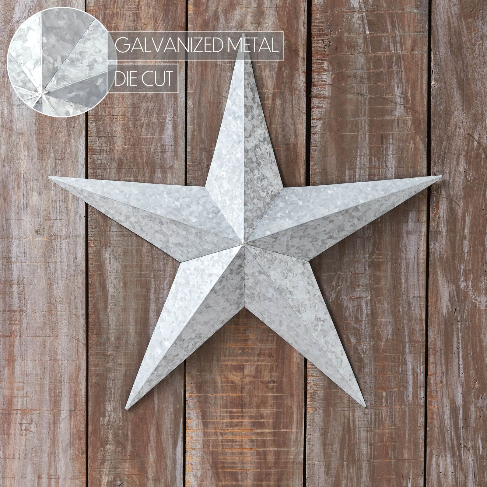  Festive Metal Star Wall Decor, 24" H x 24" W x 2.5" D, Gray