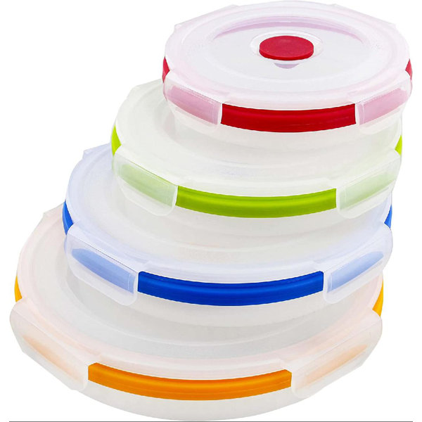 Set of 4 Round Collapsible Food Storage Containers With Lids