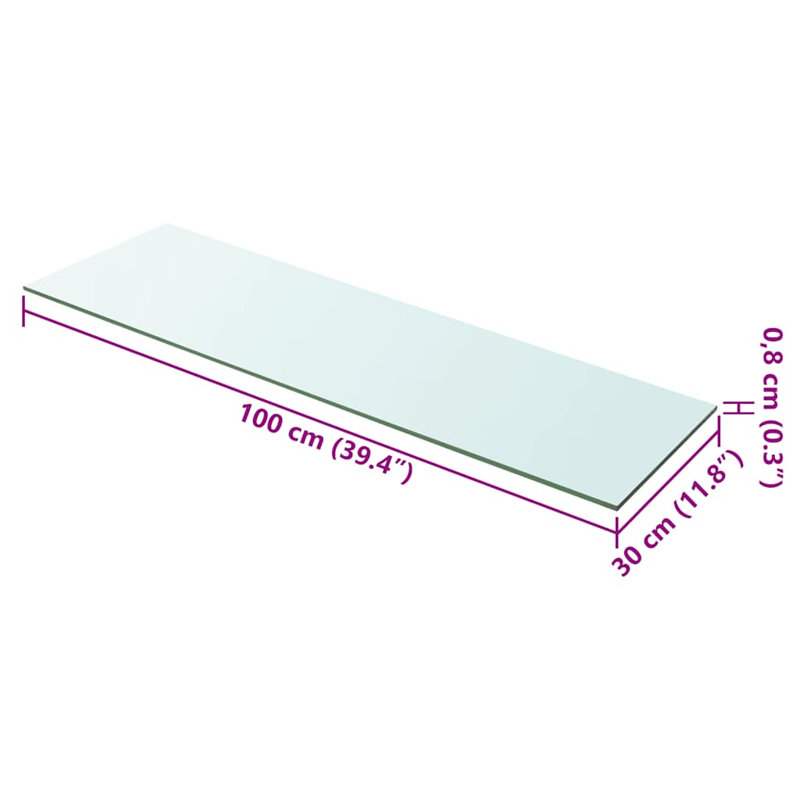 Tablette murale Tablette flottante présentoir mural en verre trempé, H 0,31 po x l 39,4 po x P 11,8 po
