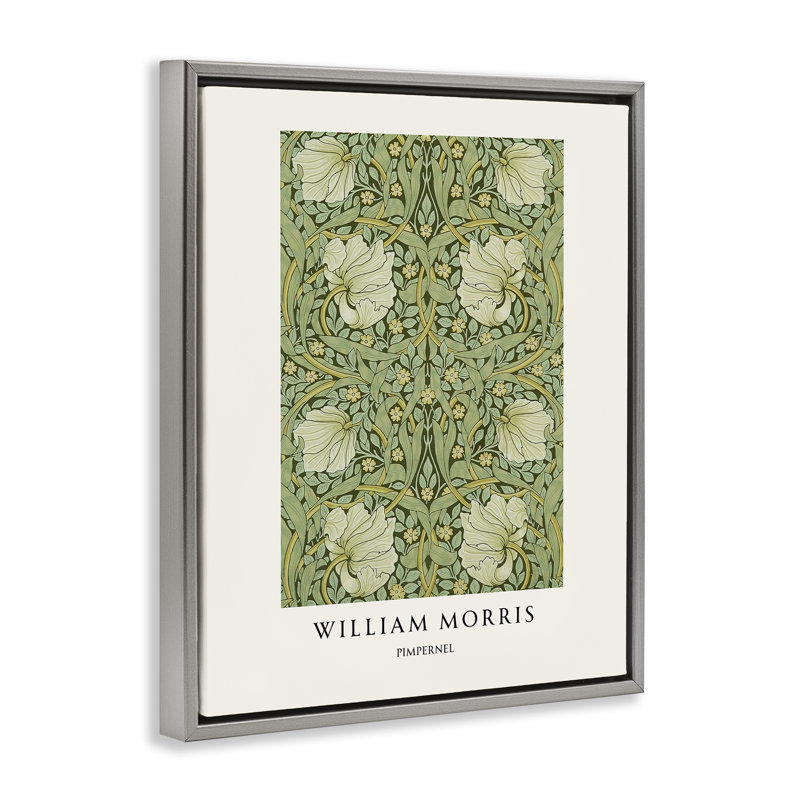 Cadre flottant symétrique William Morris, design par Vintage Hustle, H 21 po x l 17 po, Cadre flottant gris lustré
