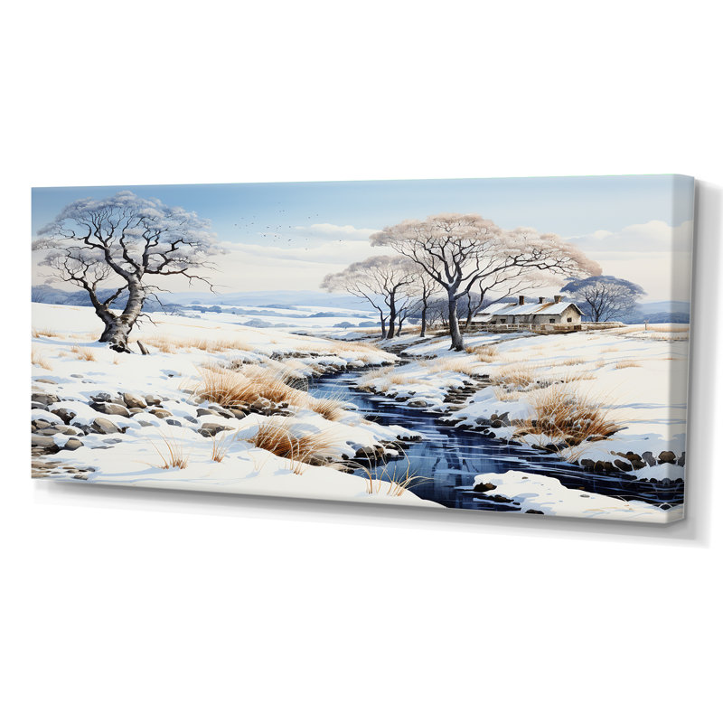 Snow River Winters Solitude sur toile, Toile tendue, H 28 po x l 60 po x P 1,5 po