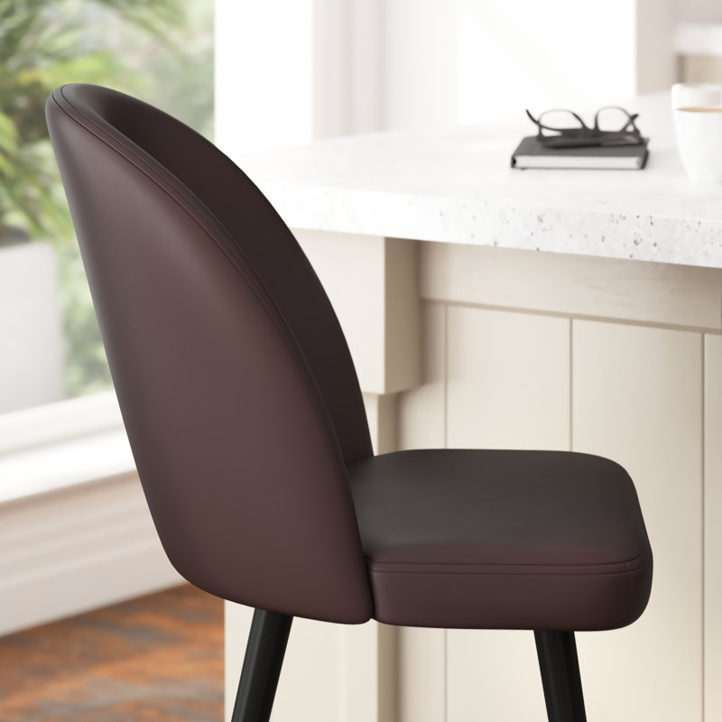 Alita Upholstered Counter Stool with Metal Frame, Bar Stool (30" Seat Height), Brown