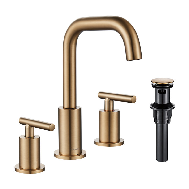 2-handle Bathroom Faucet with Drain Assembly, Brushed Gold