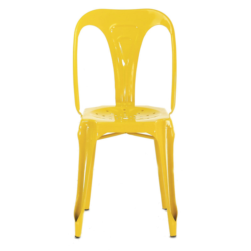 Burnett 45cm H Metal Slat Back Side Chair, Yellow