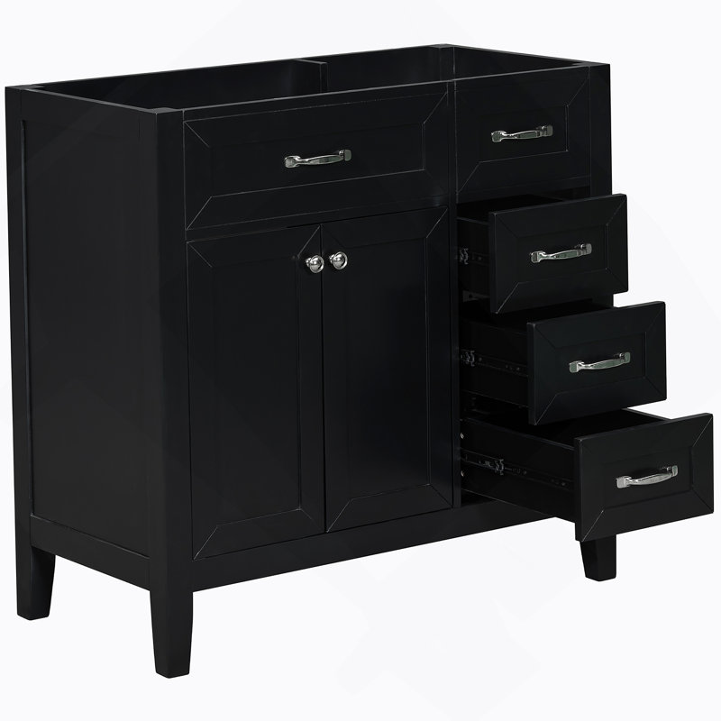 Meuble-lavabo 36 po sans lavabo, base d'armoire seulement, armoire de salle de bain, Noir
