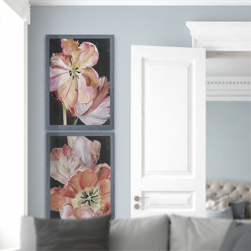 « pastel perroquet tulipes i » par vincent van gogh-2 pièces, ensemble de 2 reproductions d’art sur image, Pas de tapis