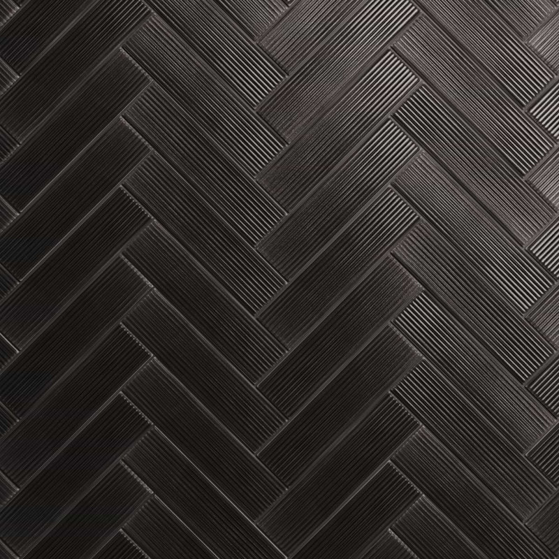 Stacy Garcia ArtBlock Fluted 4x16 Glossy Porcelain Tile, Nero