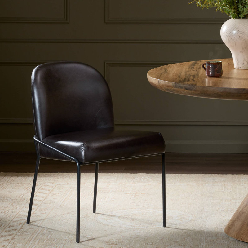 Chaise d'appoint rembourrée en cuir Laina, Noir, noir, noir, noir