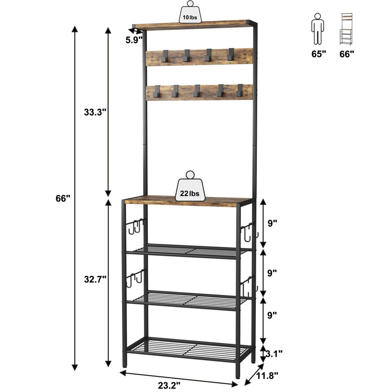 Personette Hall Tree 23'' Wide, Brown