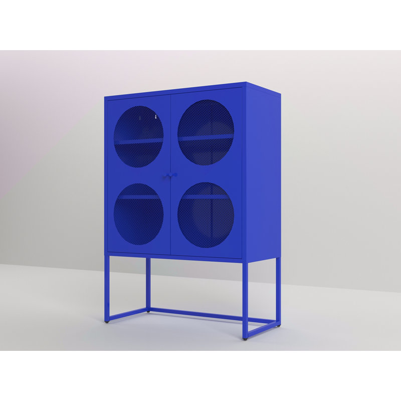 Armoire de rangement bleue avec portes, armoire d'appoint bleue moderne, armoire autoportante, buffet pour chambre à coucher, cuisine, bureau à domicile