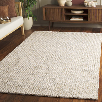 Jeyline Flatweave Jute & Cotton Solid Color Rug in Ivory/Bleach