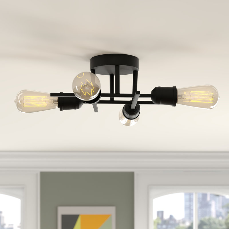 Luminaire semi-encastré spoutnik linéaire et moderne à 4 lumières de 18 po Nebraska, Peint