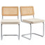 Crumley 47.8cm Dining Chair with Natural Rattan Backrest, Upholstered Seat and Steel Frame(Set of 2)-1429687640